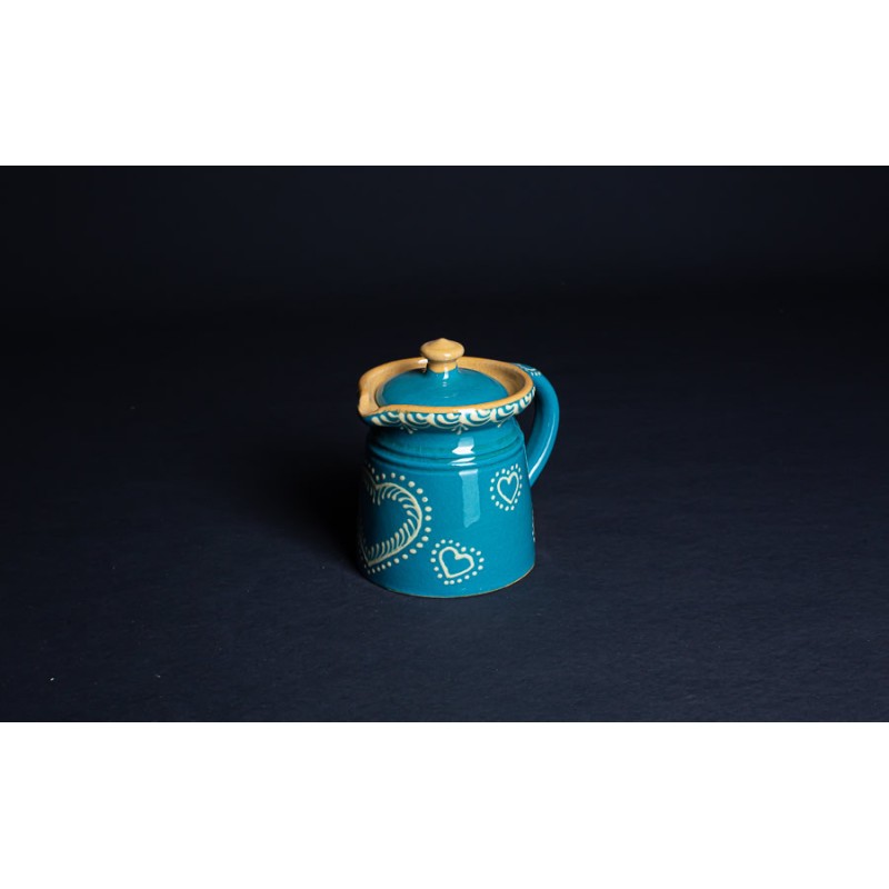 Pot à lait / Crinoline - Turquoise - Cœurs