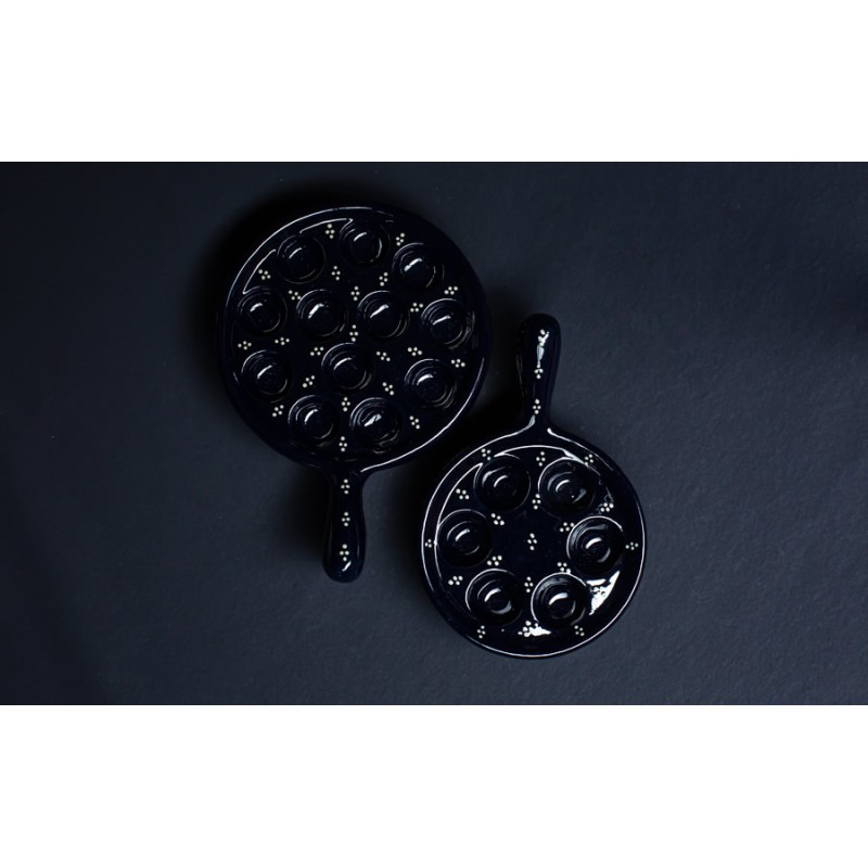 Plat à escargots 12 trous - Bleu - Petits Points