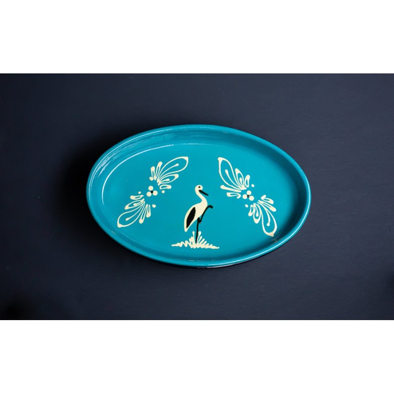 Plat Ovale - Turquoise - Cigogne