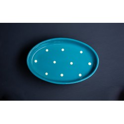 Plat Ovale - Turquoise - Gros Points