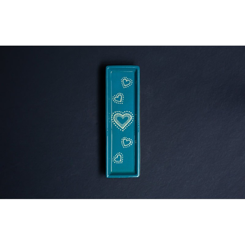 Repose cuillère rectangulaire - Turquoise - Cœurs