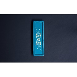 Repose cuillère rectangulaire - Turquoise - Fleurs