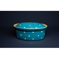 Terrine Ovale - Turquoise - Gros points