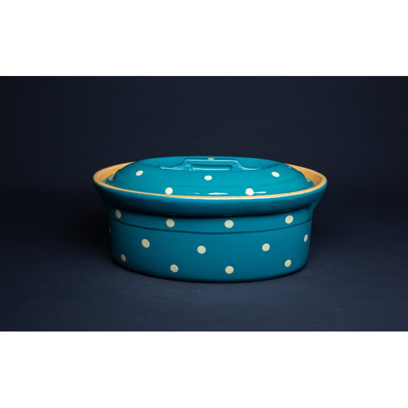 Terrine Ovale - Turquoise - Gros points