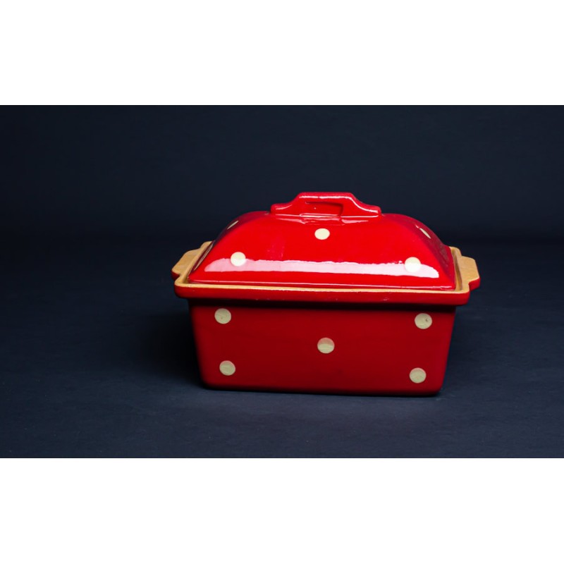 Terrine Rectangulaire - Rouge - Gros Points