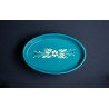 Plat Ovale - Turquoise - Fleurs