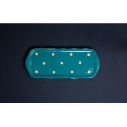 Plat à Cake - Turquoise - Gros points