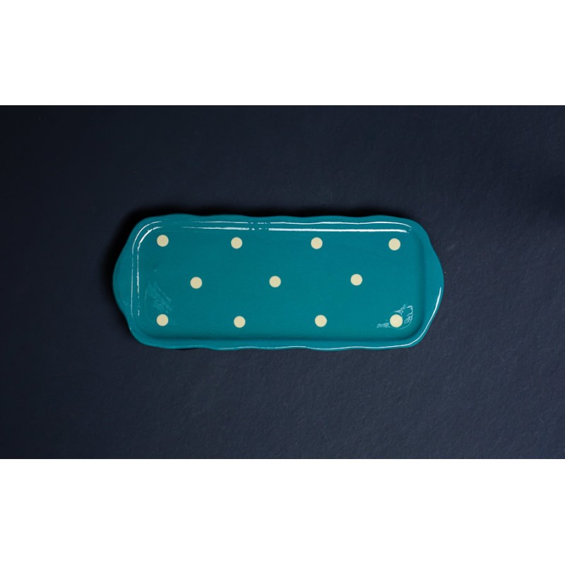 Plat à Cake - Turquoise - Gros points