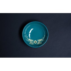 Assiette calotte - Turquoise - Fleurs