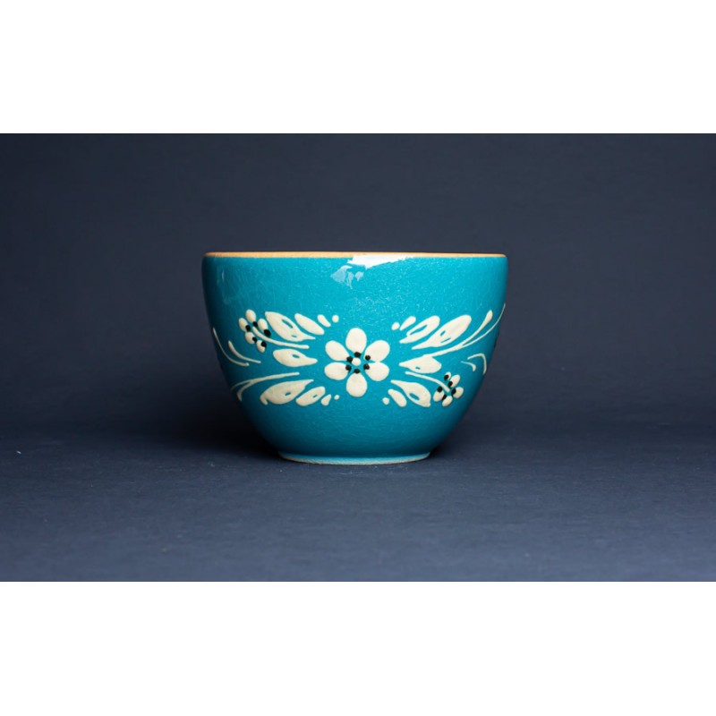 Grand bol - Turquoise - Fleurs