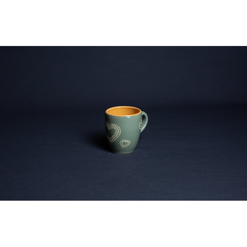 Tasse à expresso - Gris clair - Cœurs